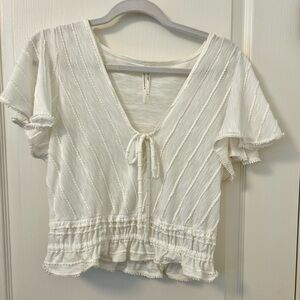 Anthropologie Flutter Sleeve Crop Top, M